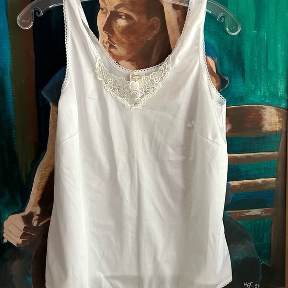 Vintage White Lace Trim Chemise 34 inch - Picture 8 of 14